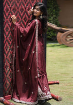 Load image into Gallery viewer, Maroon Chinon Silk Readymade Pakistani Suit
