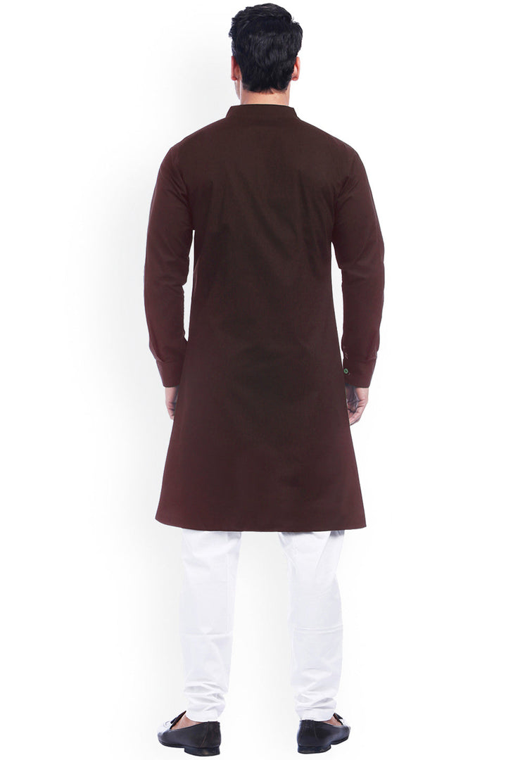 Maroon Cotton Indo Western Suit