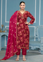 Load image into Gallery viewer, Maroon Cotton Pant Style Suit
