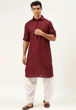 Load image into Gallery viewer, Maroon Cotton Pathani Suit
