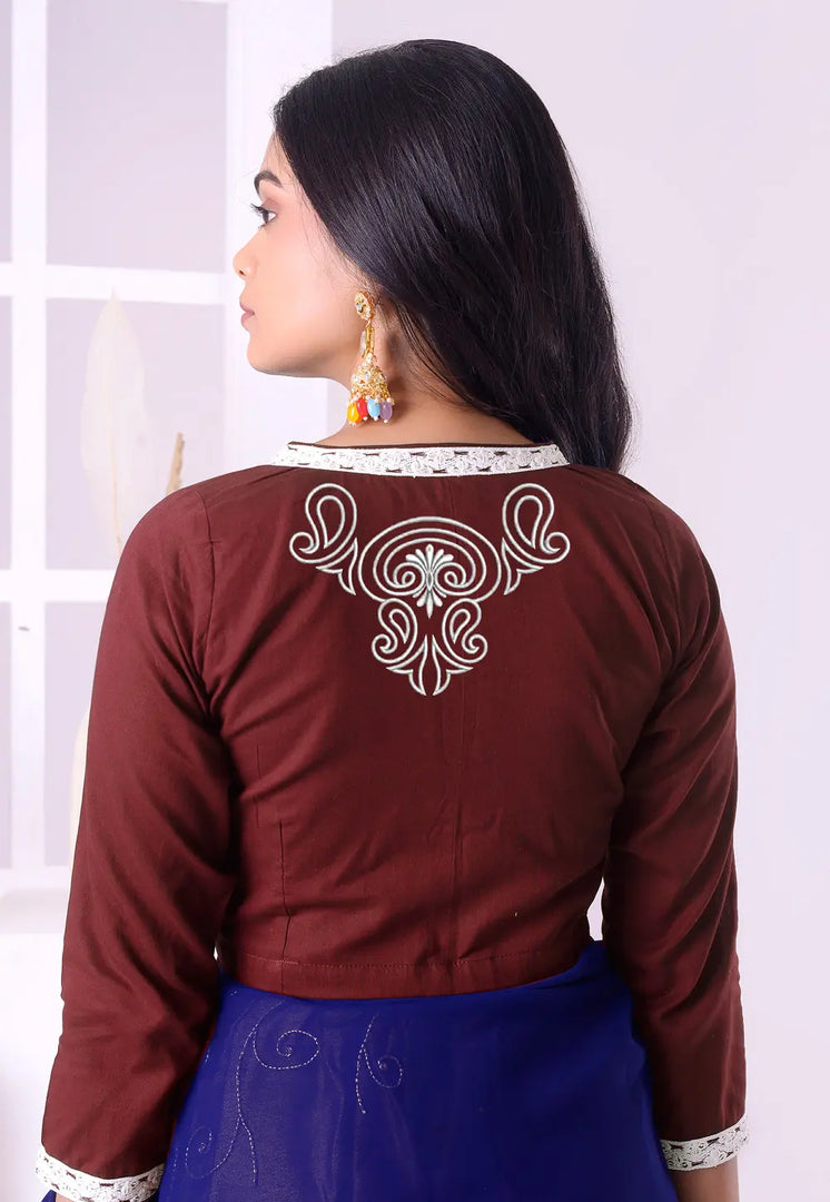 Maroon Cotton Readymade Blouse