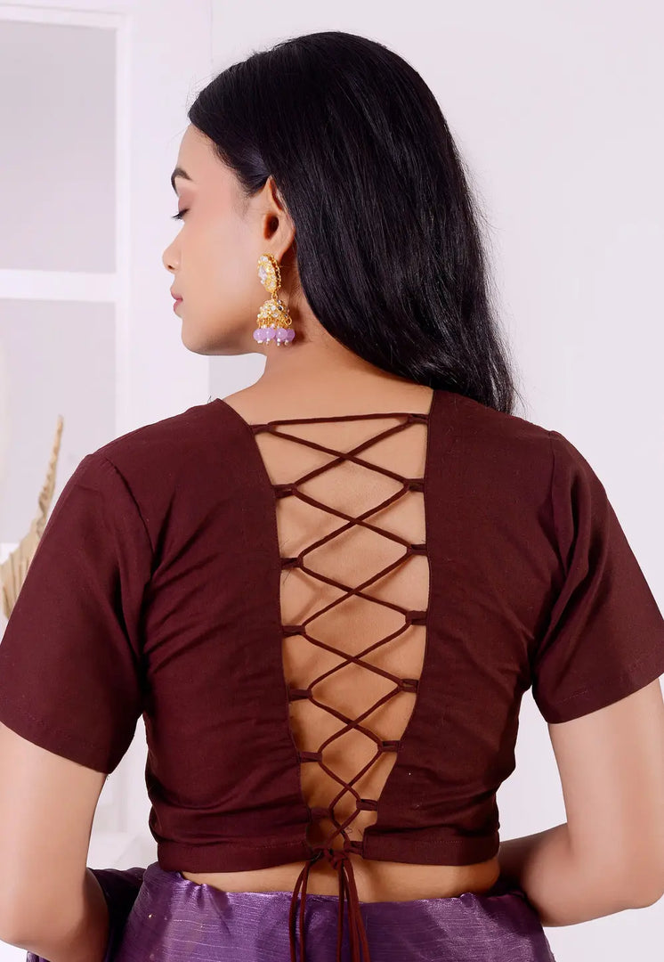Maroon Cotton Readymade Blouse