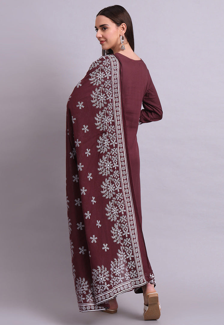 Maroon Cotton Readymade Pakistani Suit