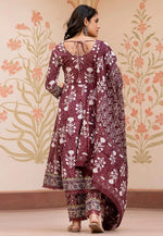 Load image into Gallery viewer, Maroon Cotton Readymade Pant Style Suit

