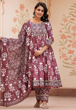 Load image into Gallery viewer, Maroon Cotton Readymade Pant Style Suit
