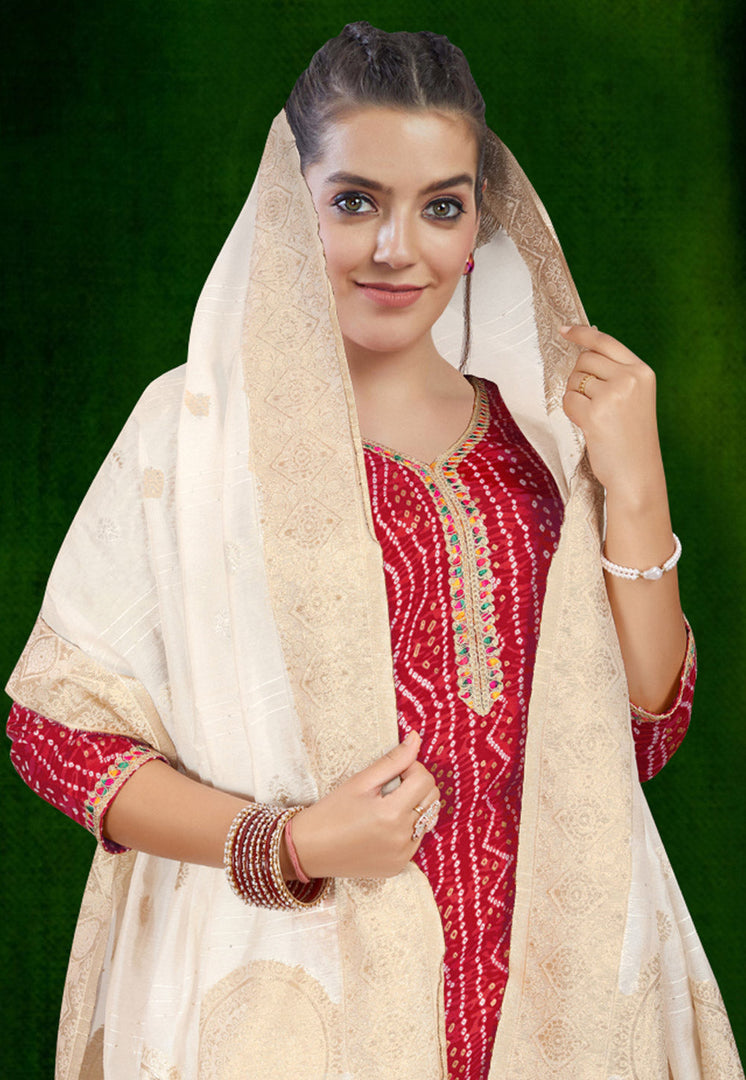 Maroon Cotton Readymade Pant Style Suit