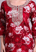 Load image into Gallery viewer, Maroon Cotton Readymade Pant Style Suit
