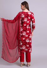 Load image into Gallery viewer, Maroon Cotton Readymade Pant Style Suit

