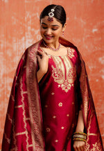 Load image into Gallery viewer, Maroon Cotton Silk Readymade Pakistani Suit
