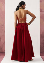 Load image into Gallery viewer, Maroon Crepe Readymade Lehenga Choli
