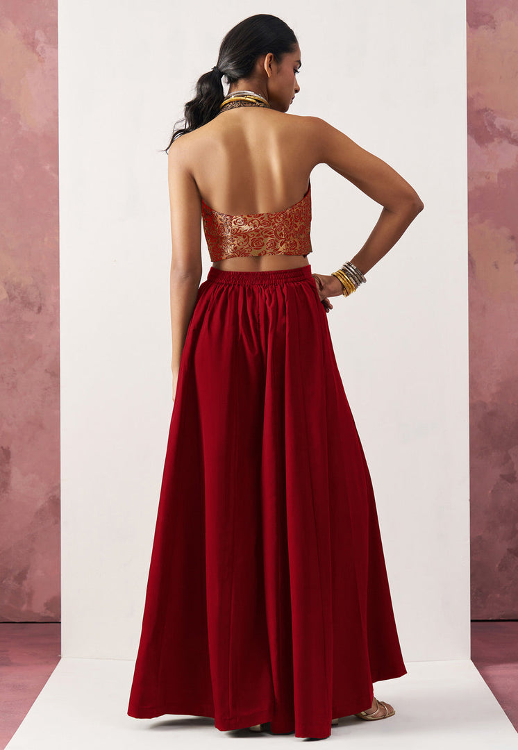 Maroon Crepe Readymade Lehenga Choli