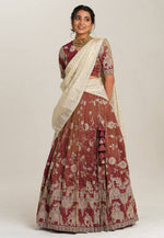 Load image into Gallery viewer, Maroon Crepe Readymade Lehenga Choli
