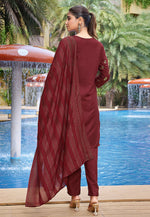 Load image into Gallery viewer, Maroon Crepe Readymade Pakistani Suit
