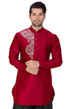 Load image into Gallery viewer, Maroon Dupion Silk Dhoti Kurta
