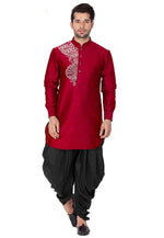 Load image into Gallery viewer, Maroon Dupion Silk Dhoti Kurta
