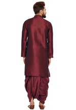 Load image into Gallery viewer, Maroon Dupion Silk Dhoti Kurta
