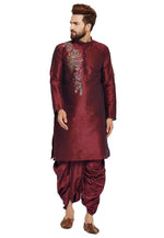 Load image into Gallery viewer, Maroon Dupion Silk Dhoti Kurta
