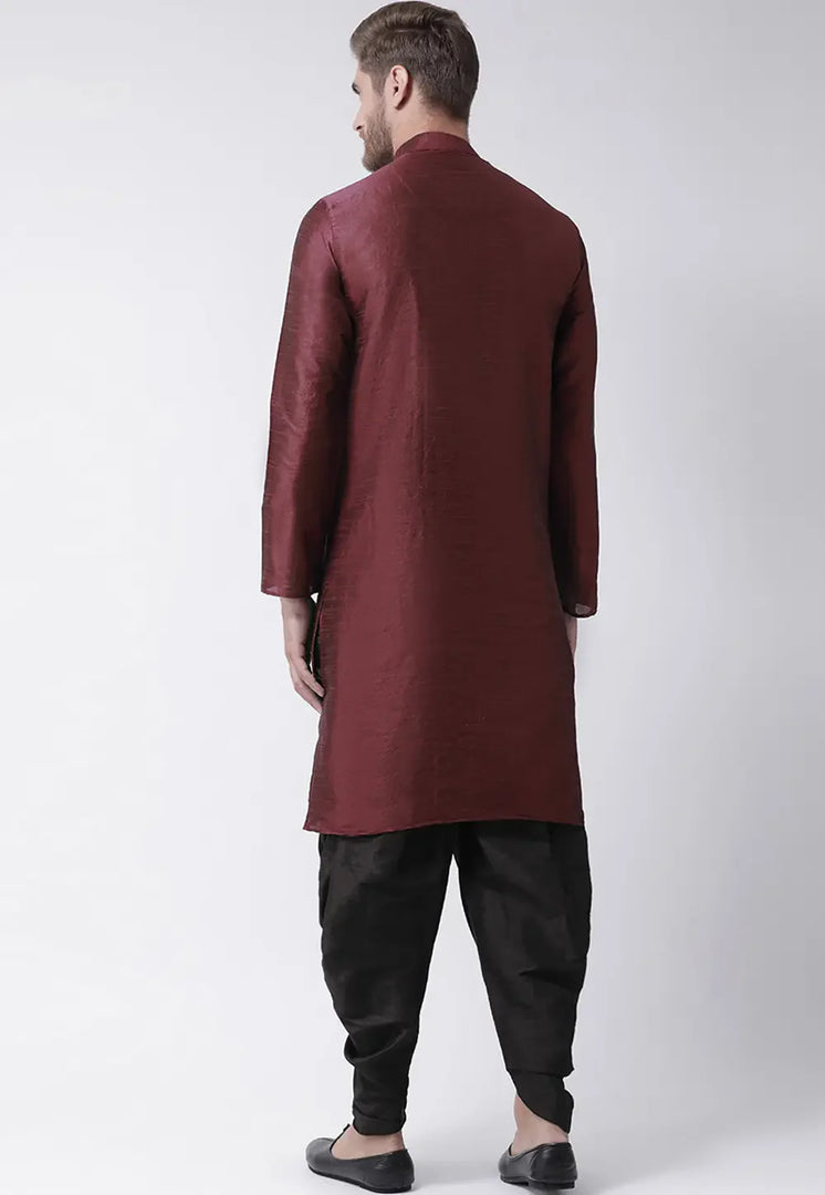 Maroon Dupion Silk Dhoti Kurta