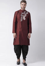 Load image into Gallery viewer, Maroon Dupion Silk Dhoti Kurta
