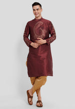 Load image into Gallery viewer, Maroon Dupion Silk Dhoti Kurta
