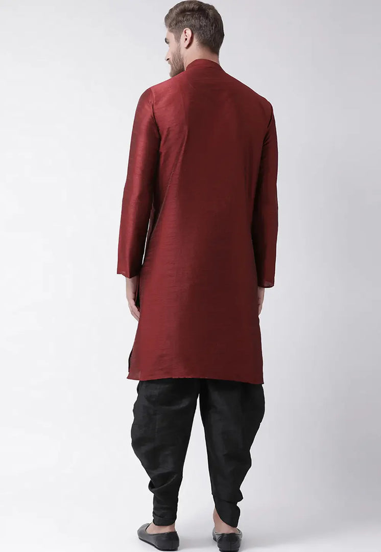 Maroon Dupion Silk Dhoti Kurta