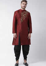 Load image into Gallery viewer, Maroon Dupion Silk Dhoti Kurta
