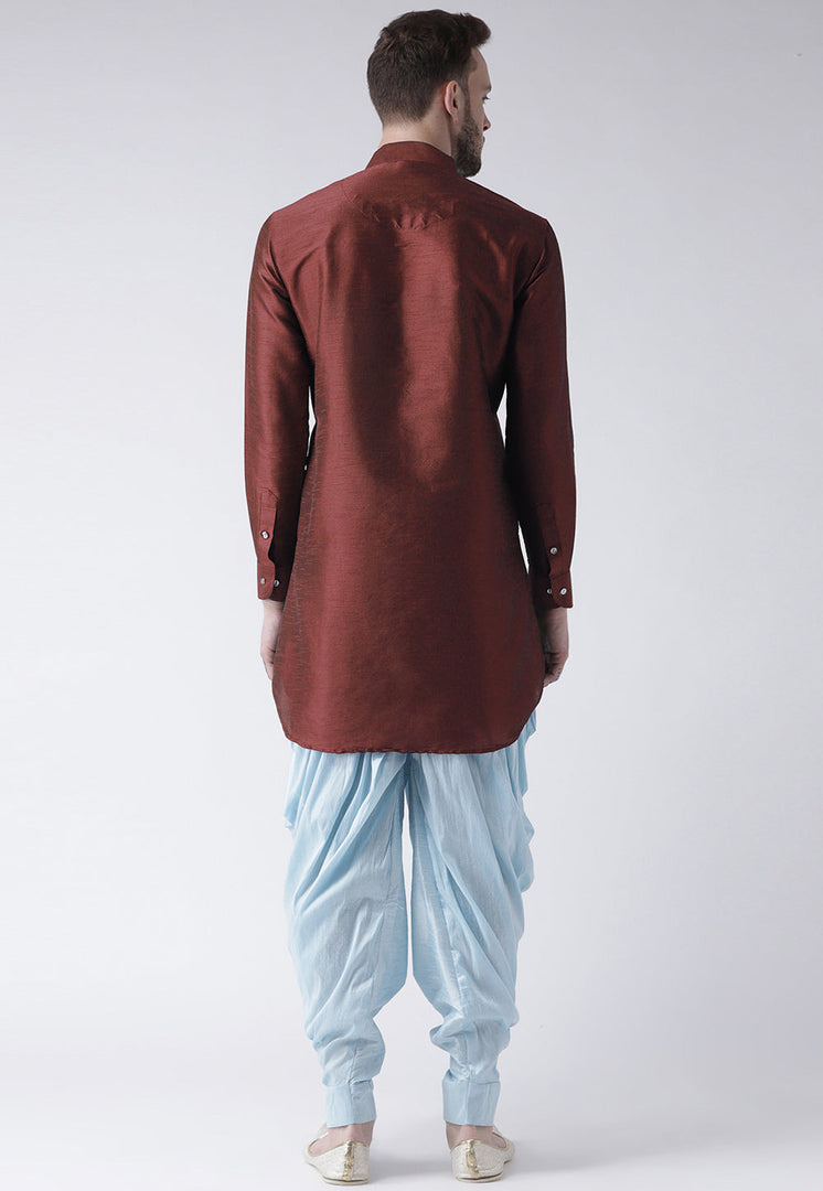 Maroon Dupion Silk Dhoti Kurta