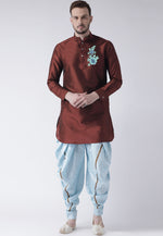 Load image into Gallery viewer, Maroon Dupion Silk Dhoti Kurta
