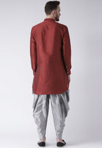 Load image into Gallery viewer, Maroon Dupion Silk Dhoti Kurta
