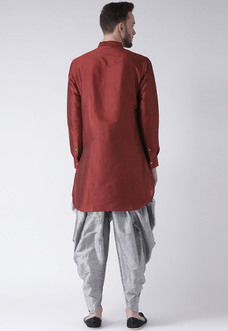 Maroon Dupion Silk Dhoti Kurta
