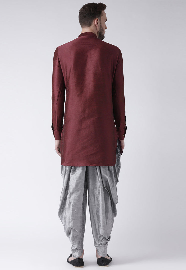 Maroon Dupion Silk Dhoti Kurta
