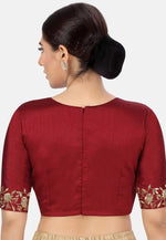 Load image into Gallery viewer, Maroon Dupion Silk Readymade Blouse
