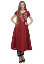 Load image into Gallery viewer, Maroon Dupion Silk Readymade Pant Style Suit
