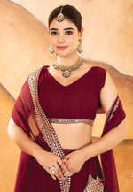 Load image into Gallery viewer, Maroon Faux Georgette Circular Lehenga Choli

