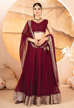 Load image into Gallery viewer, Maroon Faux Georgette Circular Lehenga Choli
