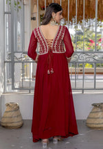 Load image into Gallery viewer, Maroon Faux Georgette Gown
