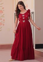Load image into Gallery viewer, Maroon Faux Georgette Gown
