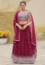 Load image into Gallery viewer, Maroon Faux Georgette Lehenga Choli
