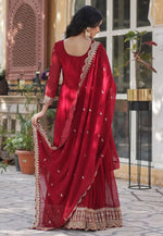 Load image into Gallery viewer, Maroon Faux Georgette Readymade Anarkali Suit
