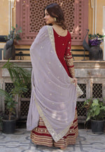Load image into Gallery viewer, Maroon Faux Georgette Readymade Anarkali Suit
