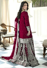 Load image into Gallery viewer, Maroon Faux Georgette Readymade Gharara Suit
