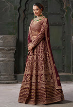 Load image into Gallery viewer, Maroon Georgette Bridal Lehenga Choli
