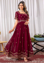 Load image into Gallery viewer, Maroon Georgette Gown
