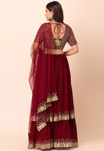 Load image into Gallery viewer, Maroon Georgette Layered Lehenga Choli
