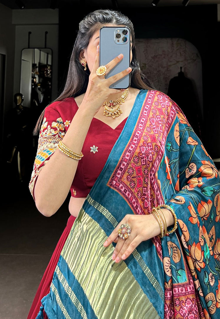 Maroon Georgette Lehenga Choli