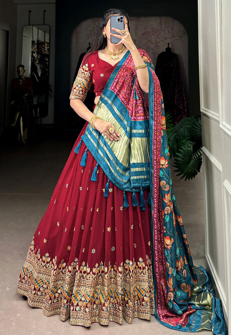 Maroon Georgette Lehenga Choli