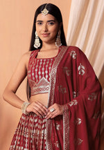 Load image into Gallery viewer, Maroon Georgette Lehenga Choli
