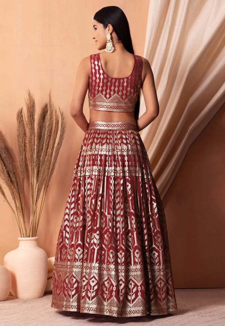 Maroon Georgette Lehenga Choli