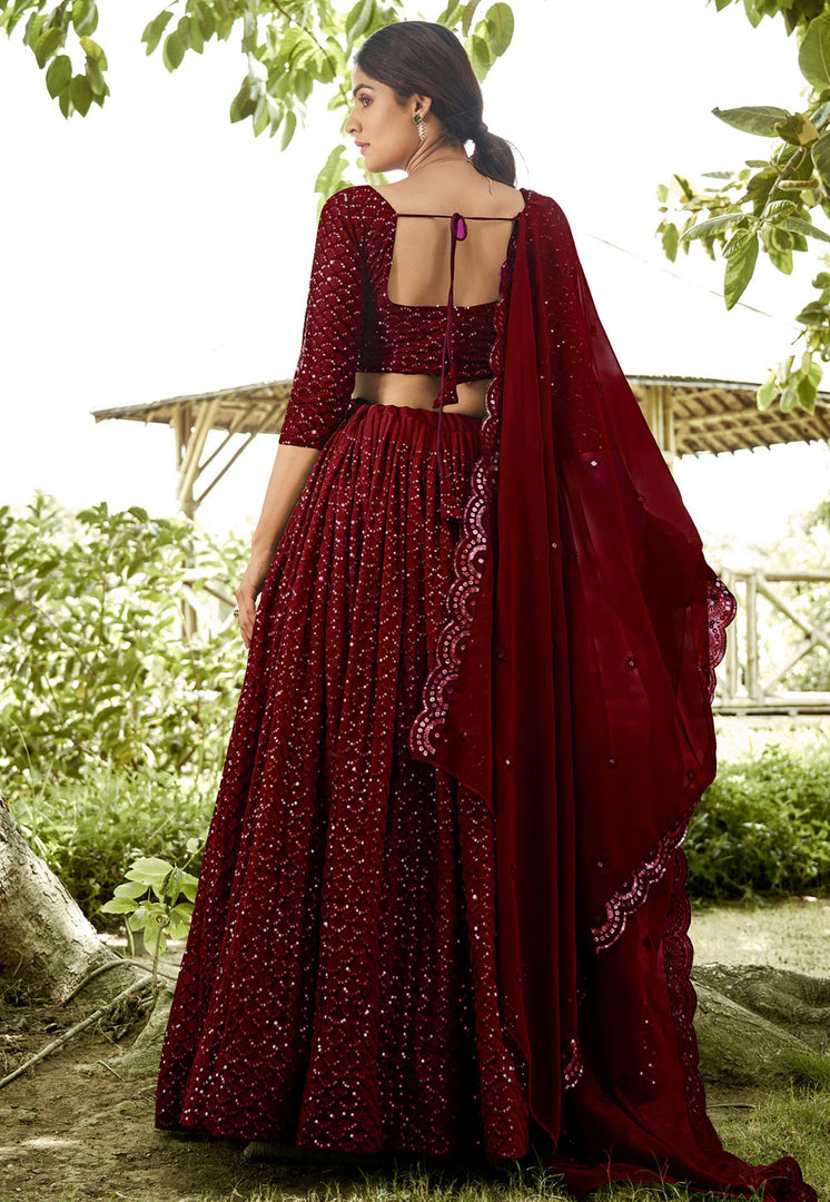 Maroon Georgette Lehenga Choli