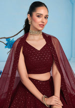 Load image into Gallery viewer, Maroon Georgette Lehenga Choli
